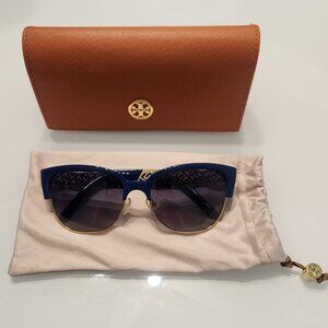 Tory Burch Sunglasses and Case - TY6032 Navy Gold